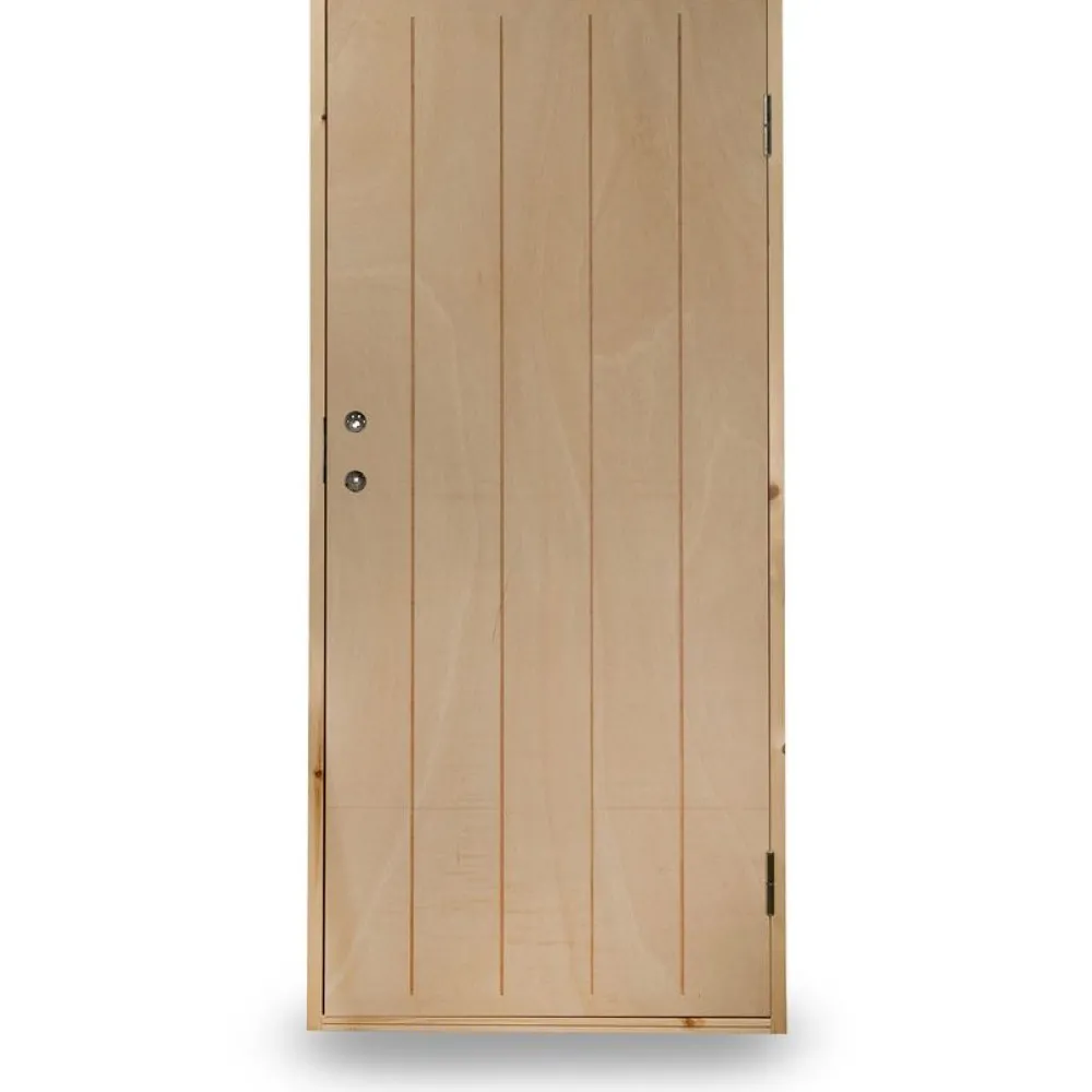 Lämpimän varaston ovi Ljusdal 90x200cm vasen, käsittelemätön urajyrsitty vaneri*JABO New