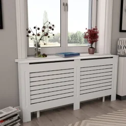 Sale Lämpöpatterin suoja MDF 172x19x81.5 cm valkoinen Patterinsuojat