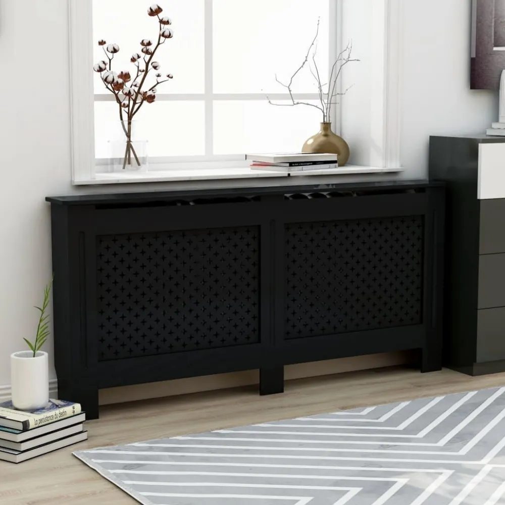 Lämpöpatterin suoja musta 172x19x81 cm mdf*FinePRICE Sale