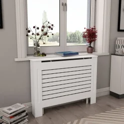 New Lämpöpatterin suojat 2 kpl valkoinen 112x19x81,5 cm mdf Patterinsuojat