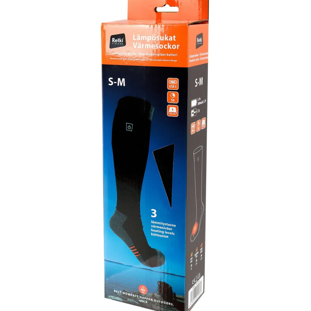 Lämpösukat , akulla, 3000mAh, S/M*Retki Hot
