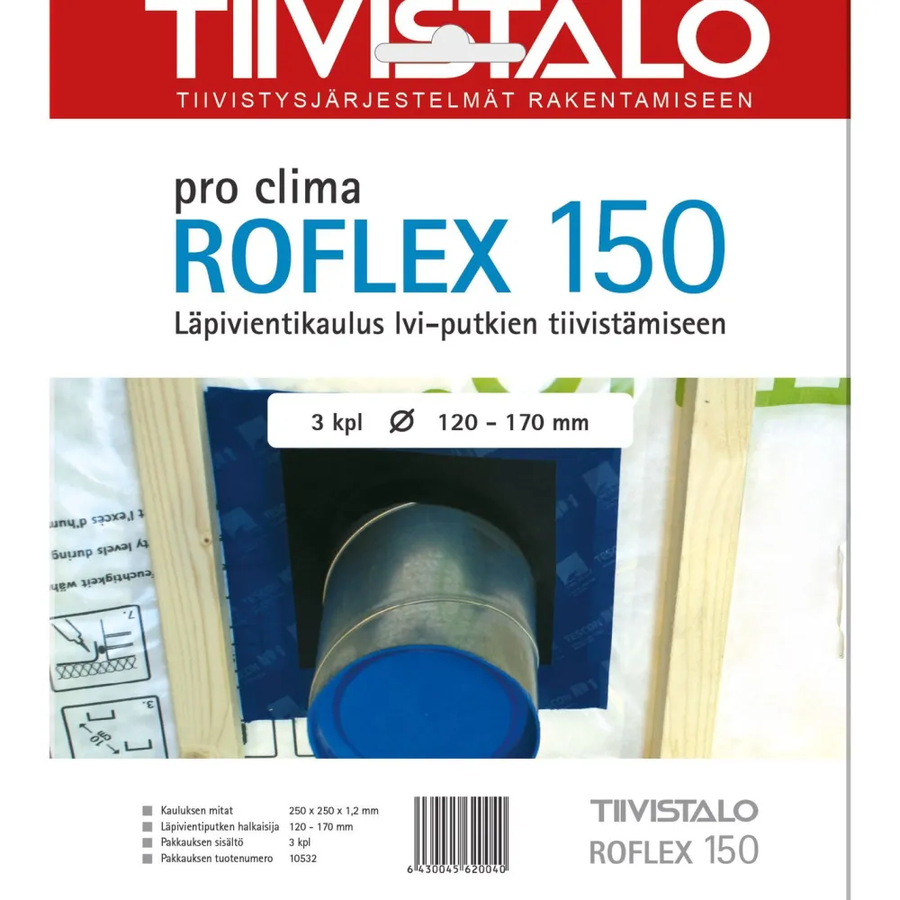 Läpivientikaulus Roflex 150 LVI-putken kaulus 120-170mm putkelle 3 kpl/pkt*Tiivistalo Sale