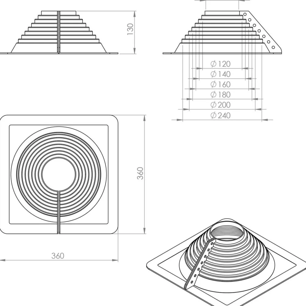 Läpivientitiiviste Roofseal, jälkiasennettava, eri kokoja*Vilpe Best
