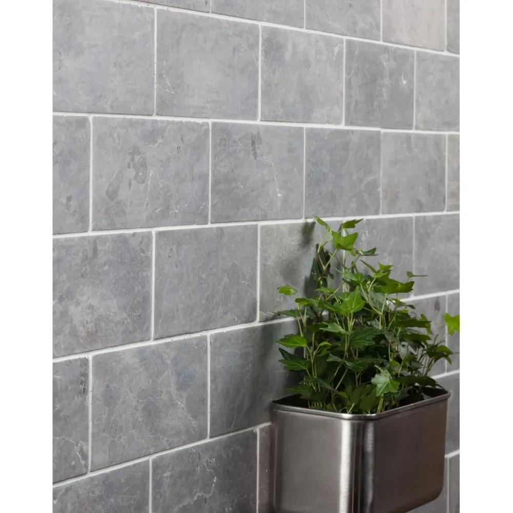 Luonnonkivilaatta Light Grey Marble Tile, 100x200mm*Qualitystone Online