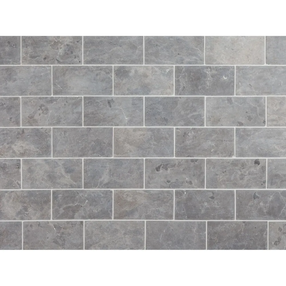 Luonnonkivilaatta Light Grey Marble Tile, 100x200mm*Qualitystone Online