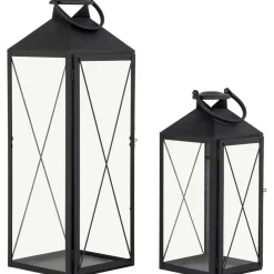 Outlet Lyhty Casa, 2kpl, teräs/lasi, musta Lyhdyt