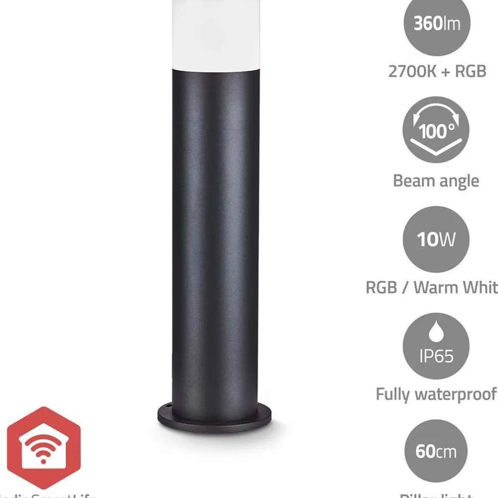 Älypylväsvalaisin ZBLOP10RGBW Smartlife ZigBee musta*Nedis Hot