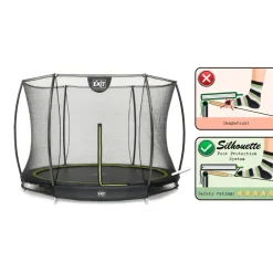Maatrampoliini Silhouette Ground pyöreä sis. turvaverkko musta eri kokoja*Exit Sale