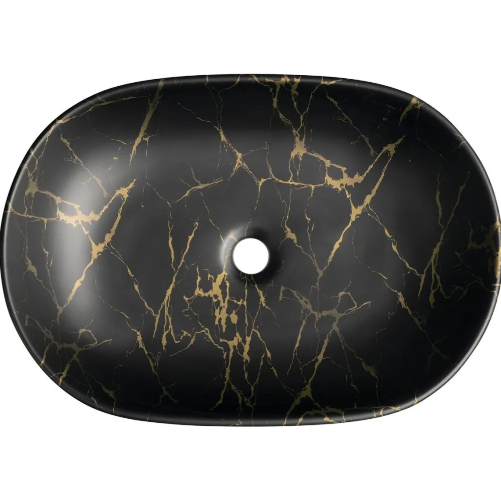 Malja-allas Caleo 60x42cm, musta marmori*Interia Discount