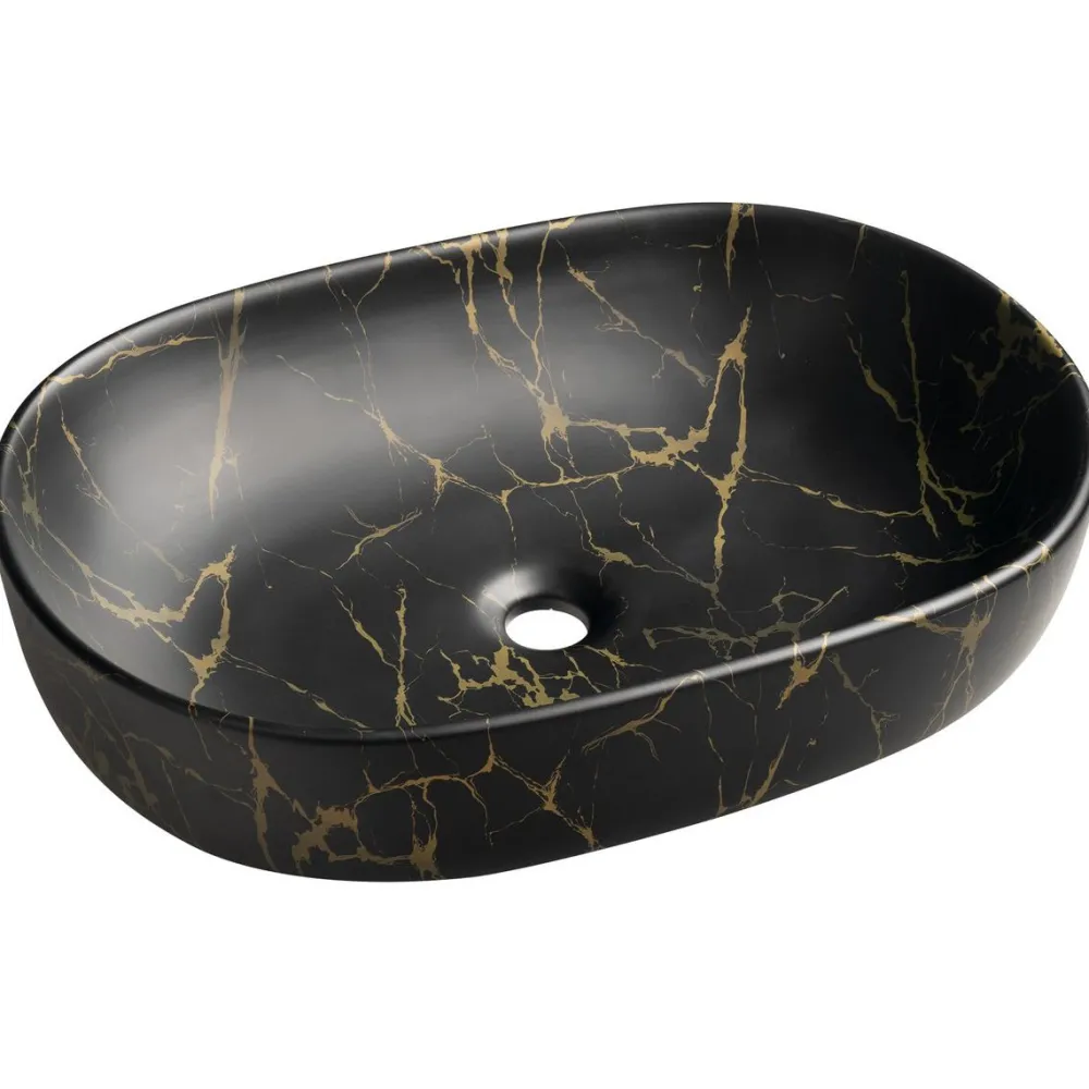 Malja-allas Caleo 60x42cm, musta marmori*Interia Discount