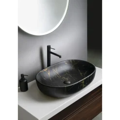 Malja-allas Caleo 60x42cm, musta marmori*Interia Discount