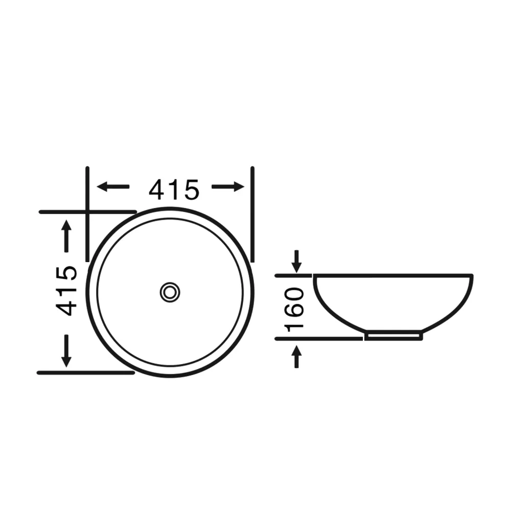 New Malja-allas 40155, ø400 mm, valkoinen Pesualtaat Tason Päälle|Malja-Altaat
