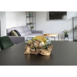 Maljakko puujalustalla San Marino Waterdrop, 20cm, tiikki/lasi*House Nordic Discount