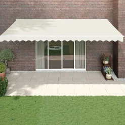Markiisi 5x3m, sisäänkelattava, kermanvalkoinen, kangas/alumiini*FinePRICE Outlet