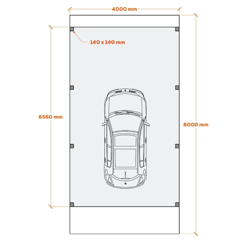 Outlet Matkailuautokatos Ralf 32m2 Autokatokset|Autotallit Yhdelle Autolle