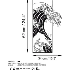 Metallinen seinäkoriste Waves 3, musta*Linento Clearance