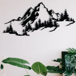 Metallinen seinäkoriste Mountain 3, musta*Linento Sale