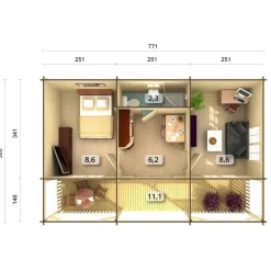 Mökki Sandra 25,6+11,1 m²*Palmako Sale