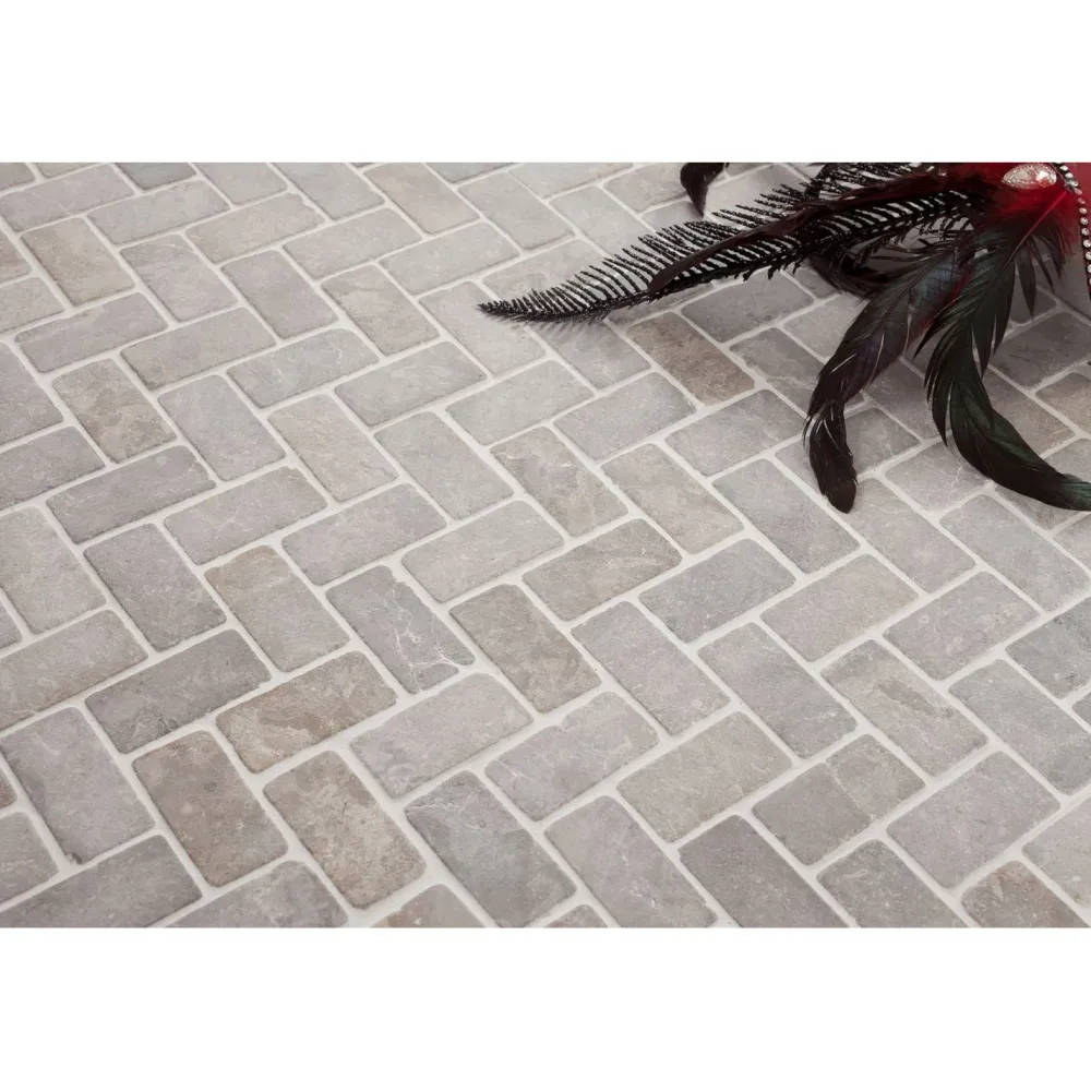 Mosaiikkilaatta Herringbone Light Grey Mini, 20x40mm*Qualitystone Sale