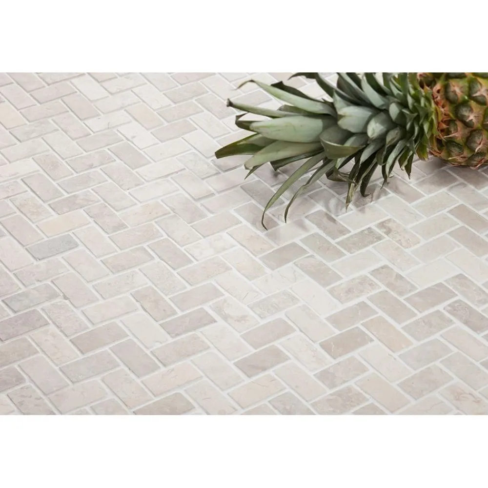 Outlet Mosaiikkilaatta Herringbone White Mini, 20x40mm Marmorilaatat|Mosaiikkilaatat