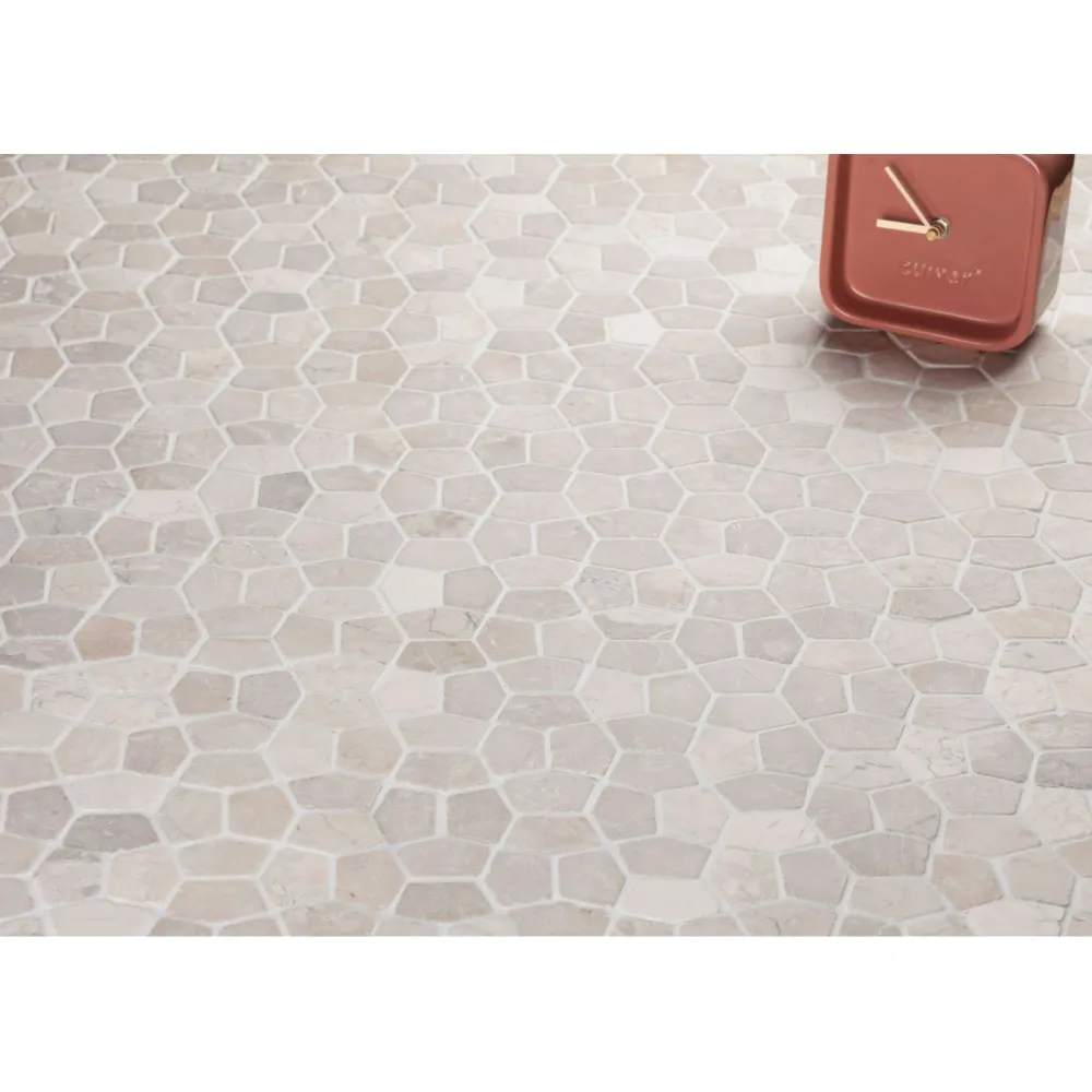 Outlet Mosaiikkilaatta Pentagon Mini White, 30x50mm Marmorilaatat|Pakkasenkestävät Laatat