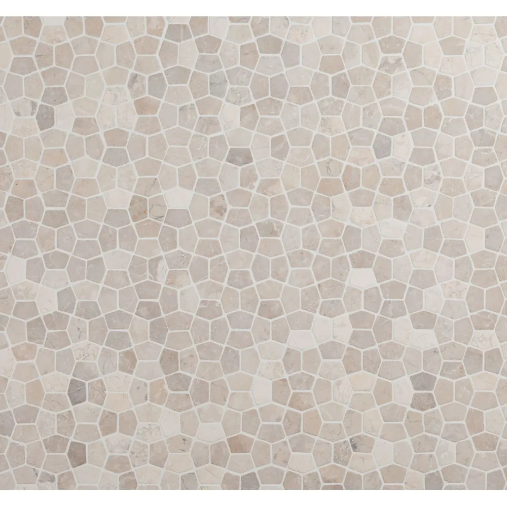 Outlet Mosaiikkilaatta Pentagon Mini White, 30x50mm Marmorilaatat|Pakkasenkestävät Laatat