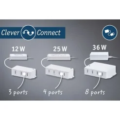 Outlet Muuntaja Clever Connect, 230/12V, eri vaihtoehtoja Led-Muuntajat Ja Led-Tarvikkeet