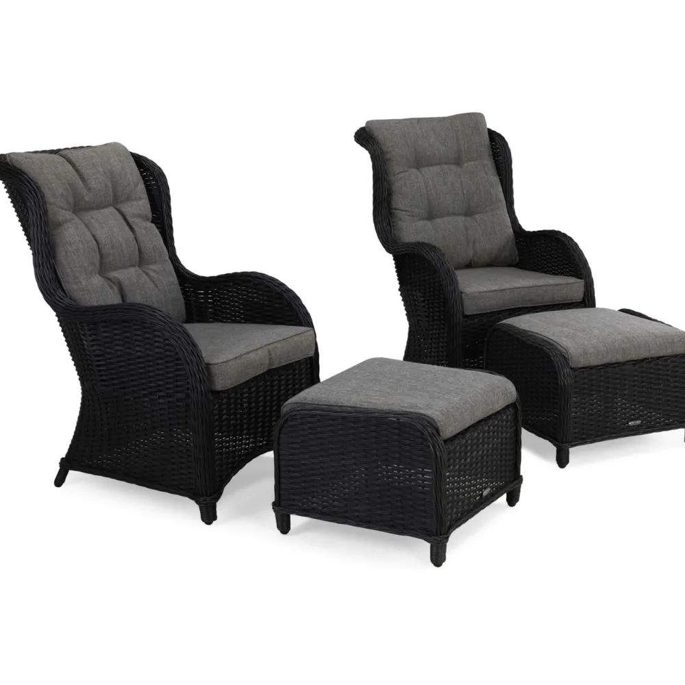 Nojatuoli Marcus 2 kpl jalkarahilla musta*Comfort Garden Discount