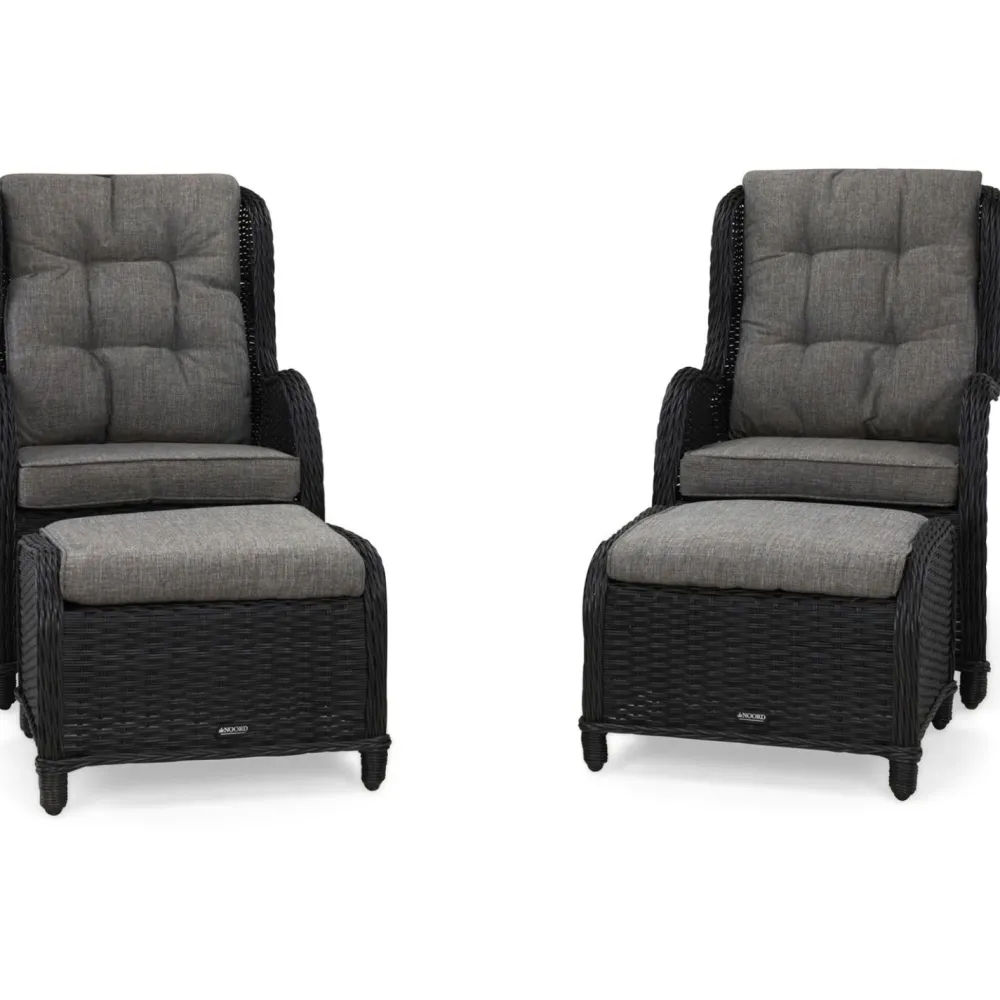 Nojatuoli Marcus 2 kpl jalkarahilla musta*Comfort Garden Discount