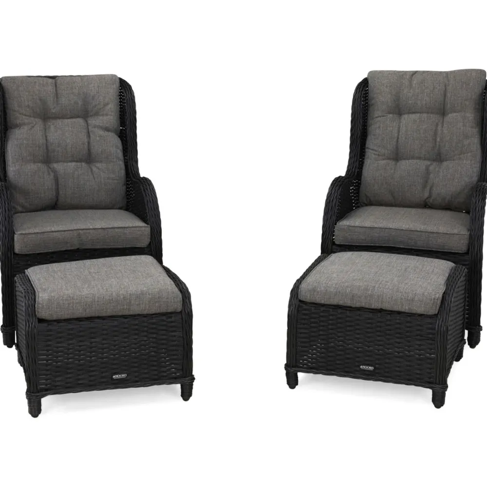 Nojatuoli Marcus 2 kpl jalkarahilla musta*Comfort Garden Discount