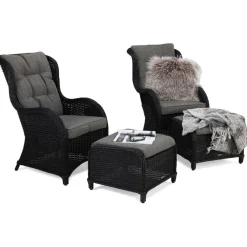 Nojatuoli Marcus 2 kpl jalkarahilla musta*Comfort Garden Discount
