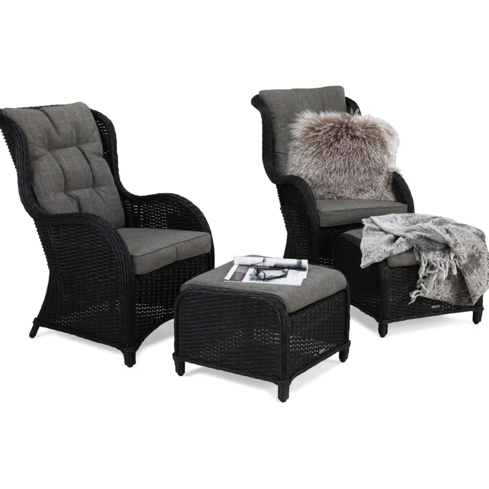 Nojatuoli Marcus 2 kpl jalkarahilla musta*Comfort Garden Discount