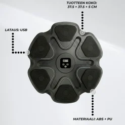 Outlet Nyrkkeilykone Bluetooth Pro, sis. hanskat, latauskaapeli, käyttöohje ja kiinnitysteipit Nyrkkeily