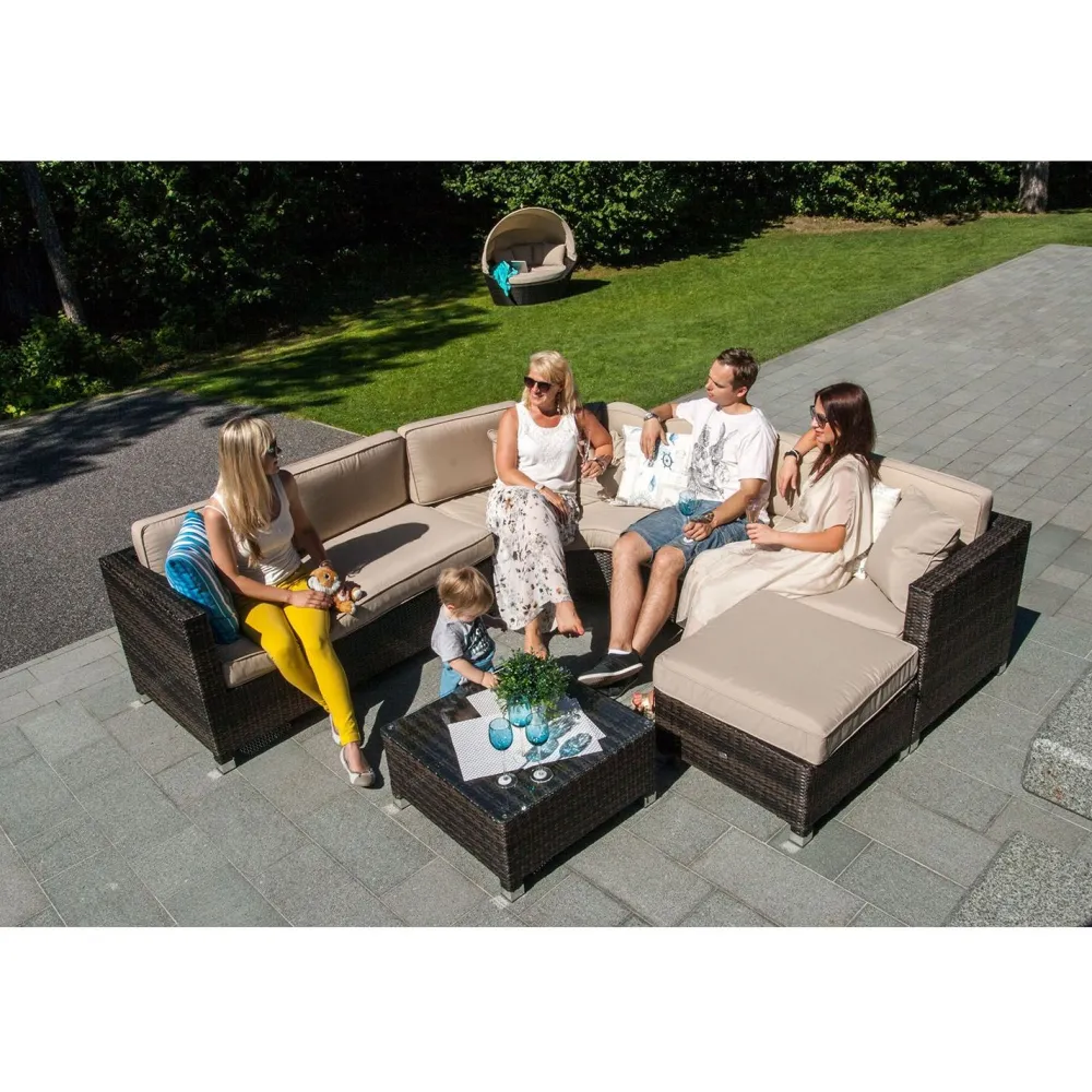 Oleskeluryhmä Dawson, 6 istuttava, ruskea/beige*Home4you Outlet
