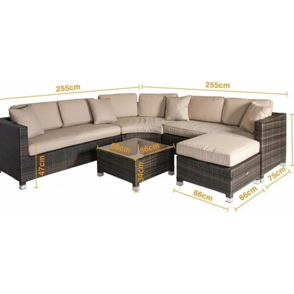 Oleskeluryhmä Dawson, 6 istuttava, ruskea/beige*Home4you Outlet