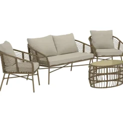 Sale Oleskeluryhmä Lipari, 4-istuttava, ruskea/beige Ulkosohvat|Polyrottinkikalusteet