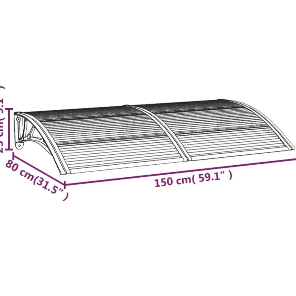 New Ovikatos ja läpinäkyvä 150x80 cm polykarbonaatti musta Ulko-Ovet|Ovikatokset