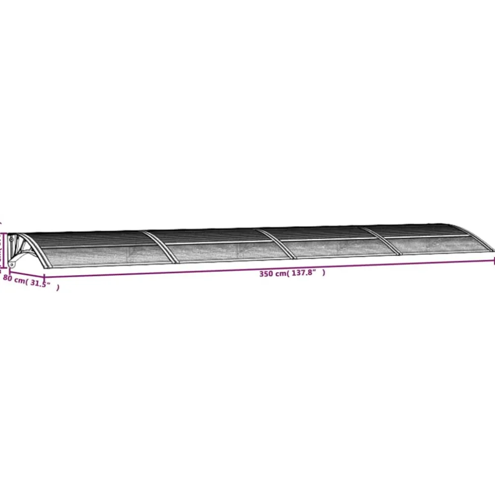 Ovikatos ja läpinäkyvä 350x80 cm polykarbonaatti musta*FinePRICE