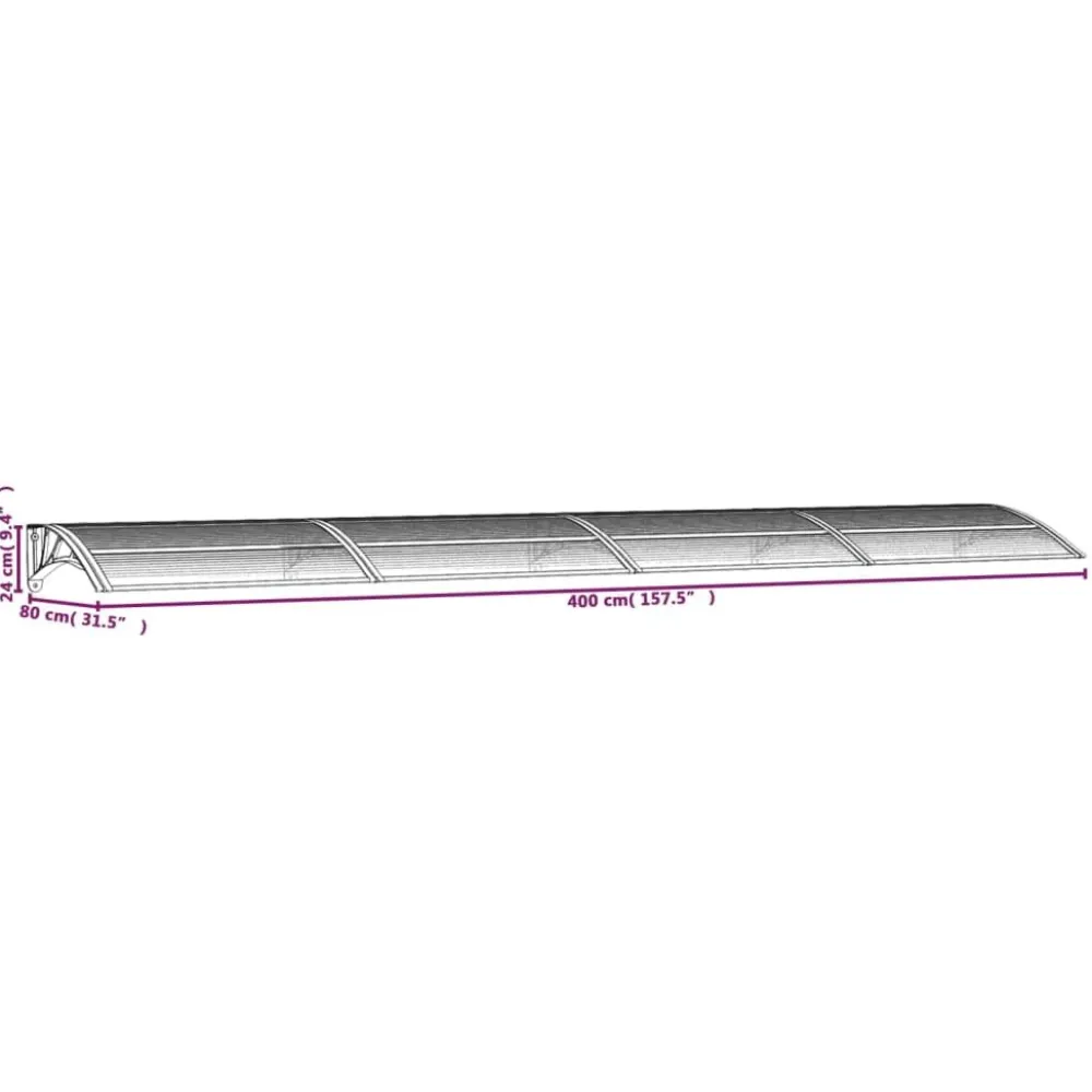 Hot Ovikatos ja läpinäkyvä 400x80 cm polykarbonaatti musta Ovikatokset