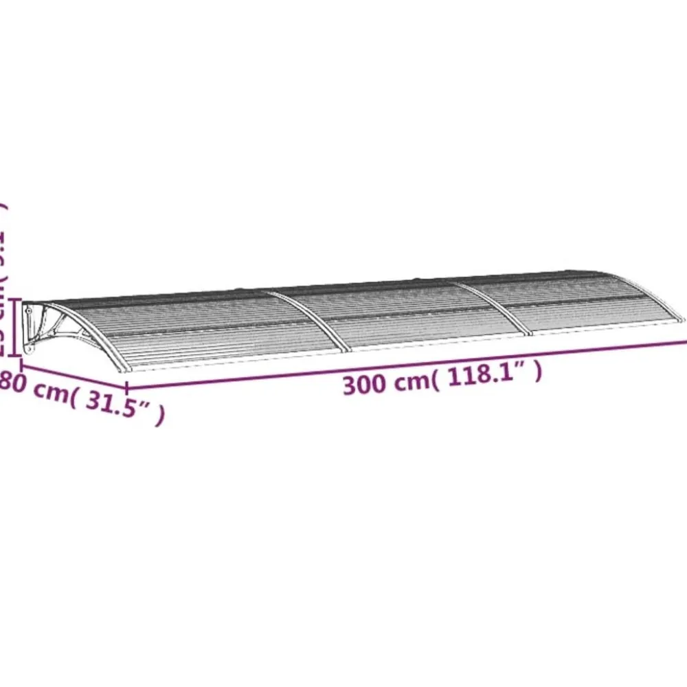 New Ovikatos ja läpinäkyvä 300x80 cm polykarbonaatti musta Ovikatokset