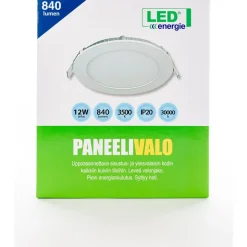 Clearance Paneelivalaisin Slim Ø170mm 12W 840lm 3500K uppoasennettava sis. liitäntälaiteen valkoinen Alasvalot