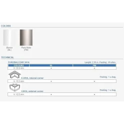 Parvekelistan ulkokulmapala alumiini e-241a, 12mm, eri värejä*Euroshrink Outlet