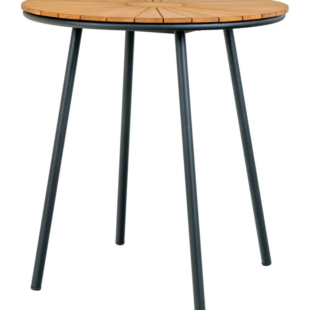 Sale Parvekepöytä Cleveland, ø70cm, tiikki, ruskea/musta Puutarhapöydät