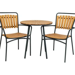 Sale Parvekepöytä Cleveland, ø70cm, tiikki, ruskea/musta Puutarhapöydät