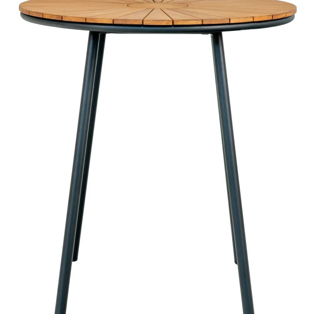 Sale Parvekepöytä Cleveland, ø70cm, tiikki, ruskea/musta Puutarhapöydät