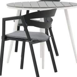 Parvekeryhmä , ø90cm, harmaa/valkoinen Break-pöytä + 2 musta/harmaata Slit-tuolia*Venture Home Sale