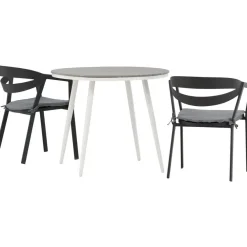 Parvekeryhmä , ø90cm, harmaa/valkoinen Break-pöytä + 2 musta/harmaata Slit-tuolia*Venture Home Sale
