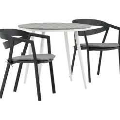 Parvekeryhmä , ø90cm, harmaa/valkoinen Break-pöytä + 2 musta/harmaata Slit-tuolia*Venture Home Sale