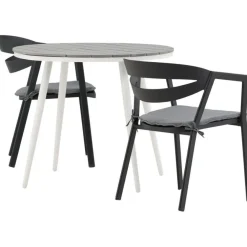 Parvekeryhmä , ø90cm, harmaa/valkoinen Break-pöytä + 2 musta/harmaata Slit-tuolia*Venture Home Sale