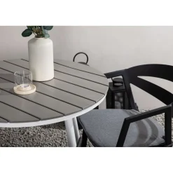 Parvekeryhmä , ø90cm, harmaa/valkoinen Break-pöytä + 2 musta/harmaata Slit-tuolia*Venture Home Sale